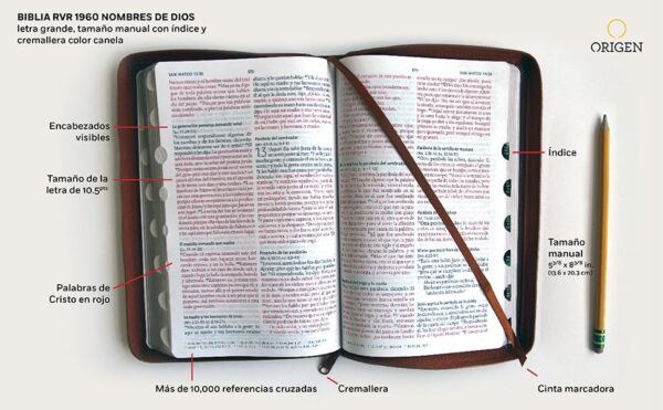 Biblia RVR1960 Letra Grande Tamaño Manual con Cremallera e Índice (Nombres de Dios)