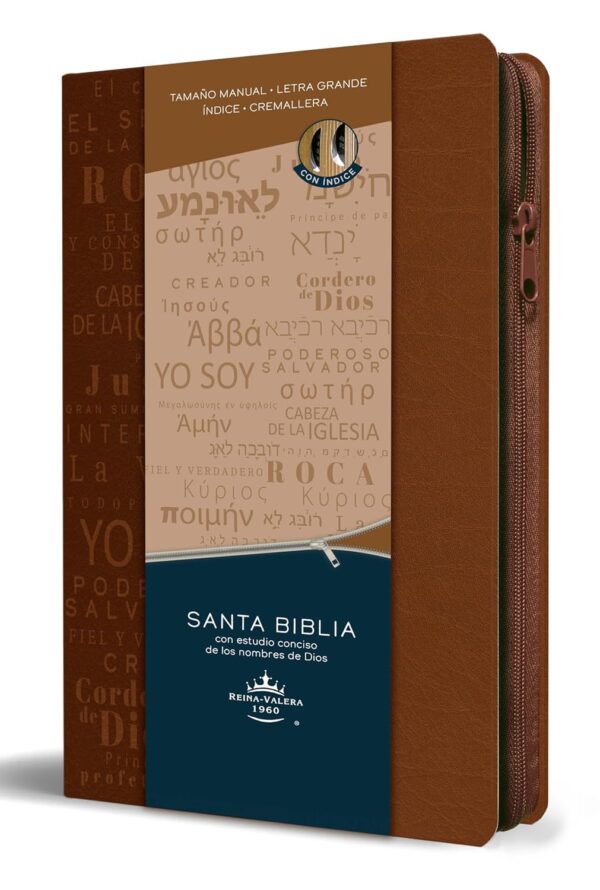 Biblia RVR1960 Letra Grande Tamaño Manual con Cremallera e Índice (Nombres de Dios)