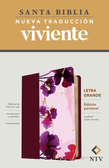 Santa Biblia NTV, Edición personal, letra grande - SentiPiel Jardín Morado