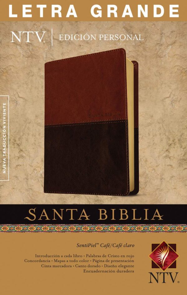 Santa Biblia NTV, Edición personal, letra grande - SentiPiel café/café claro