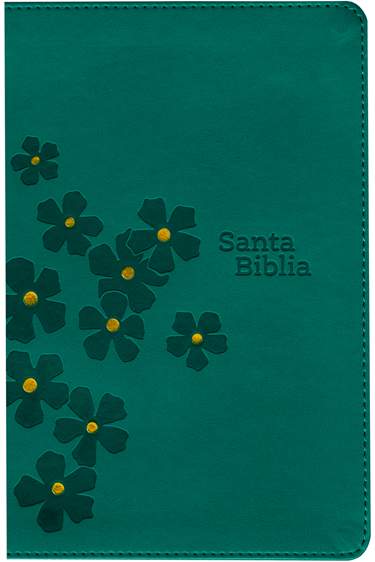 Biblia compacta NTV, letra gigante con Filament - SentiPiel Turqueza Floral