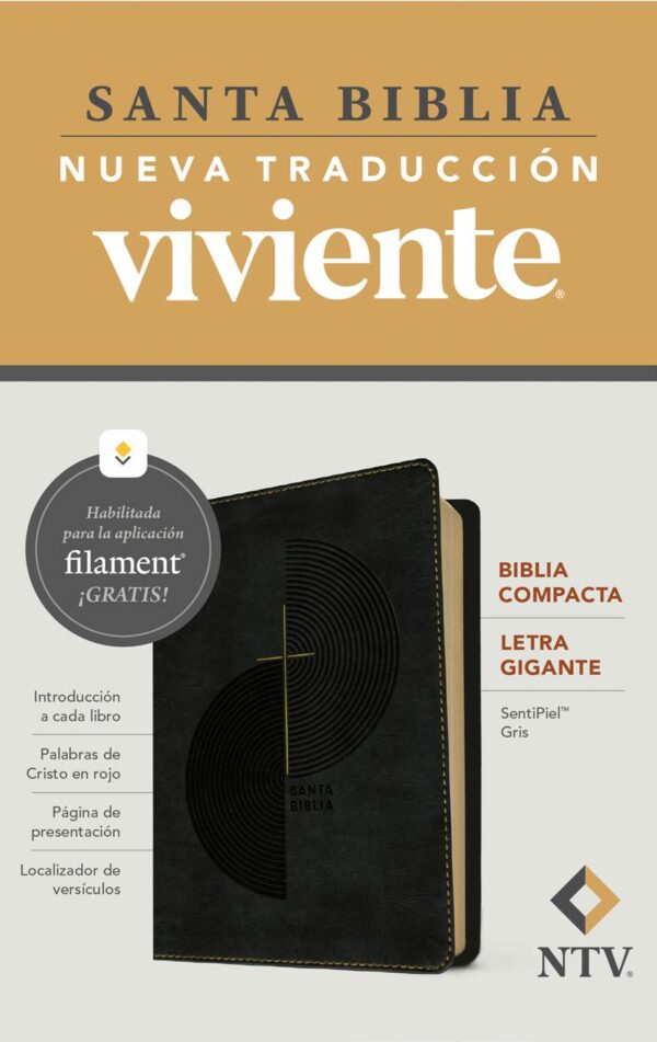 Biblia compacta NTV, letra gigante con Filament - SentiPiel Gris