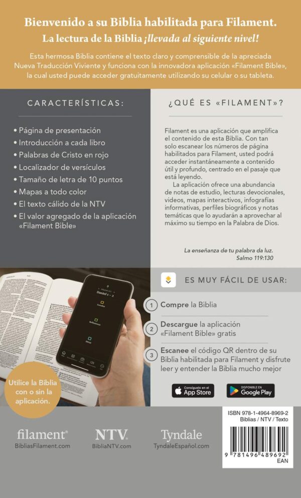Biblia compacta NTV, letra gigante de zíper con Filament - SentiPiel con Ziper Beige