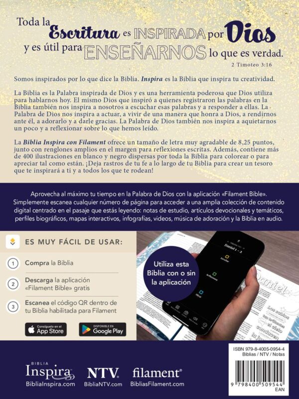 Biblia Inspira NTV con Filament - SentiPiel Oro